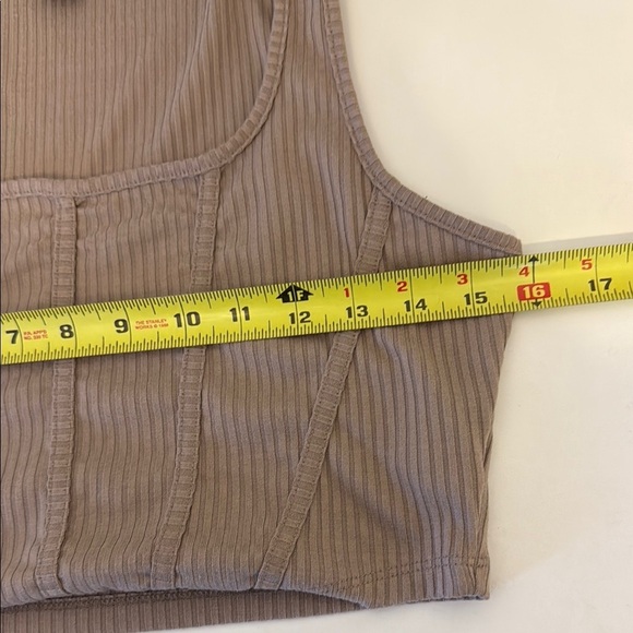 SHEIN Brown Ribbed Bustier Crop Tank Top & Short Set #113 - Picture 6 of 10